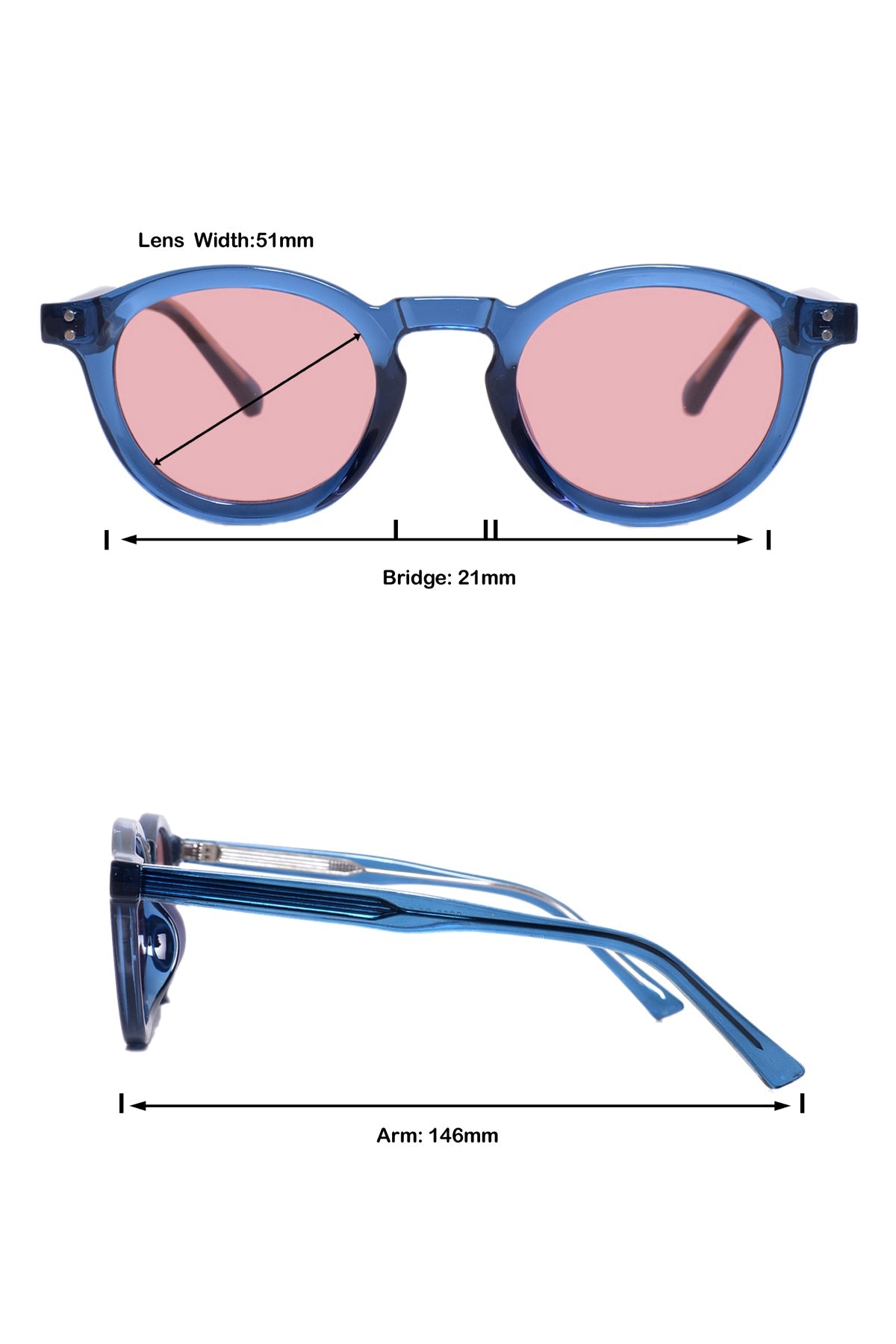 Legacy Round Sunglasses – UV400 Polarized (Blue Rose)
