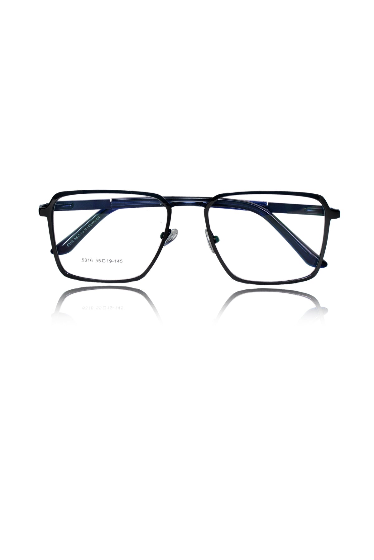 Founder's Edition Square Metal Titanium Eyeglass Frame | Premium Luxury Titanium Eyewear Glasses (Black-Blue)