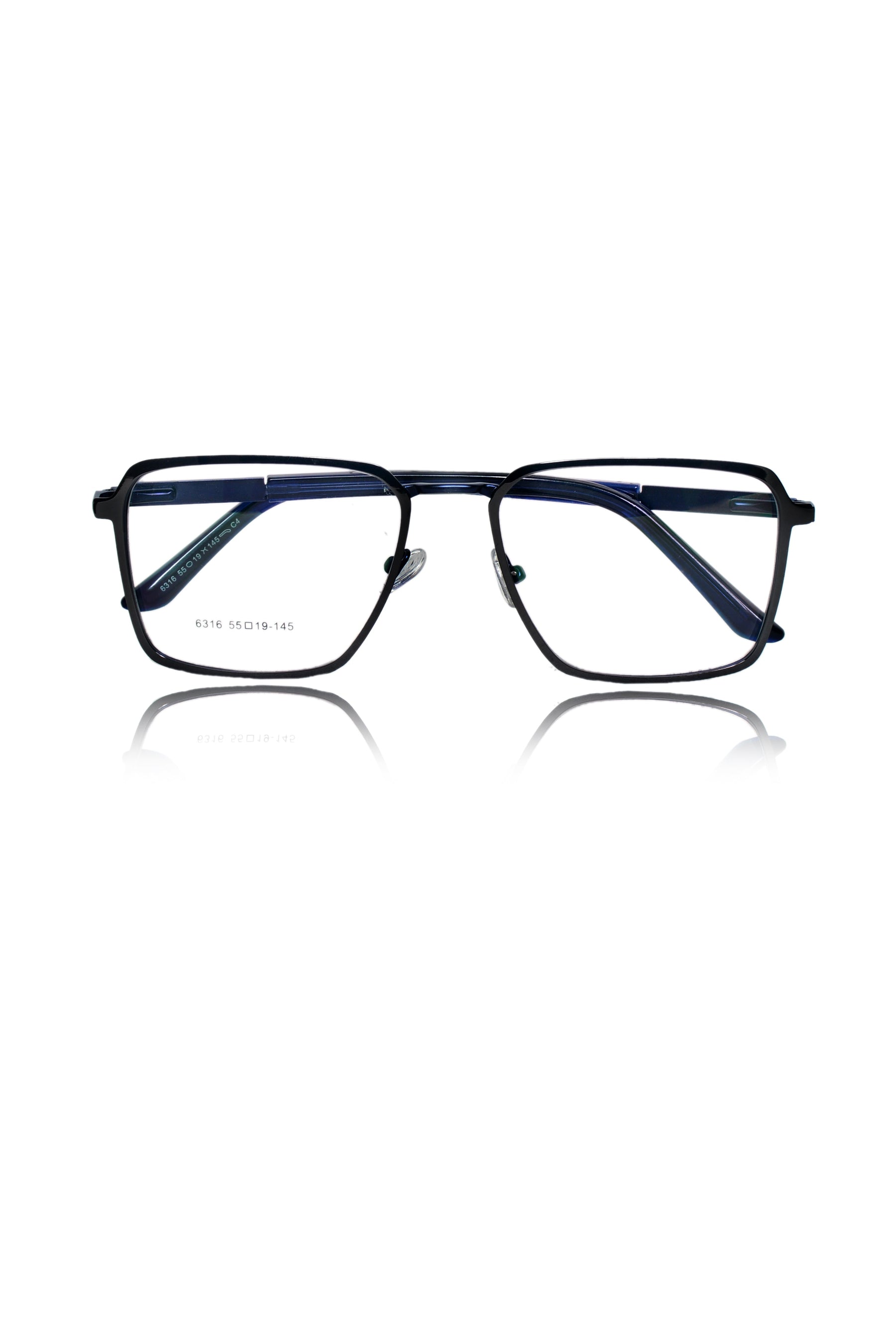 Founder's Edition Square Metal Titanium Eyeglass Frame | Premium Luxury Titanium Eyewear Glasses (Black-Blue)