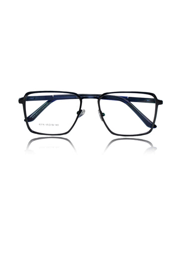 Founder's Edition Square Metal Titanium Eyeglass Frame | Premium Luxury Titanium Eyewear Glasses (Black-Blue)