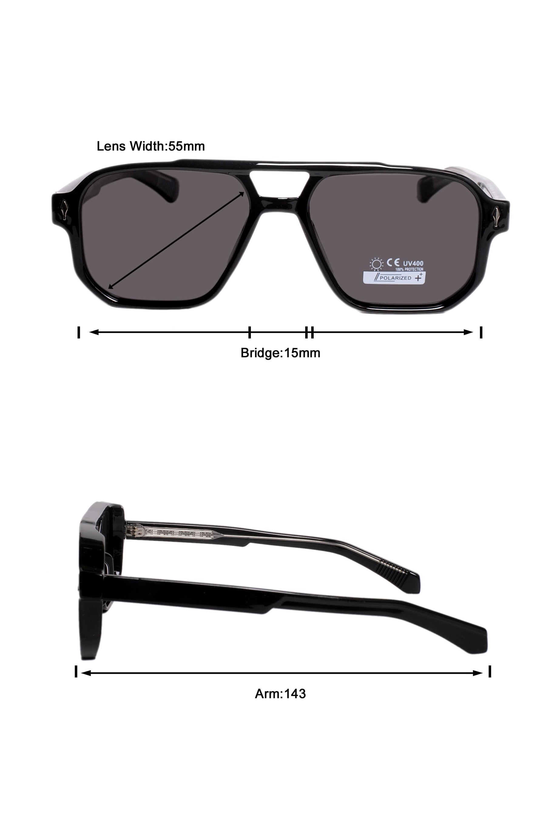 Legacy Aviator Sunglasses – UV400 Polarized (Opaque Black)