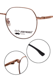 Luxury Series : Pure Titanium Metal Spectacle Eyeglasses | New Shape Round Metal Eyewear Frame (Black And Gold)