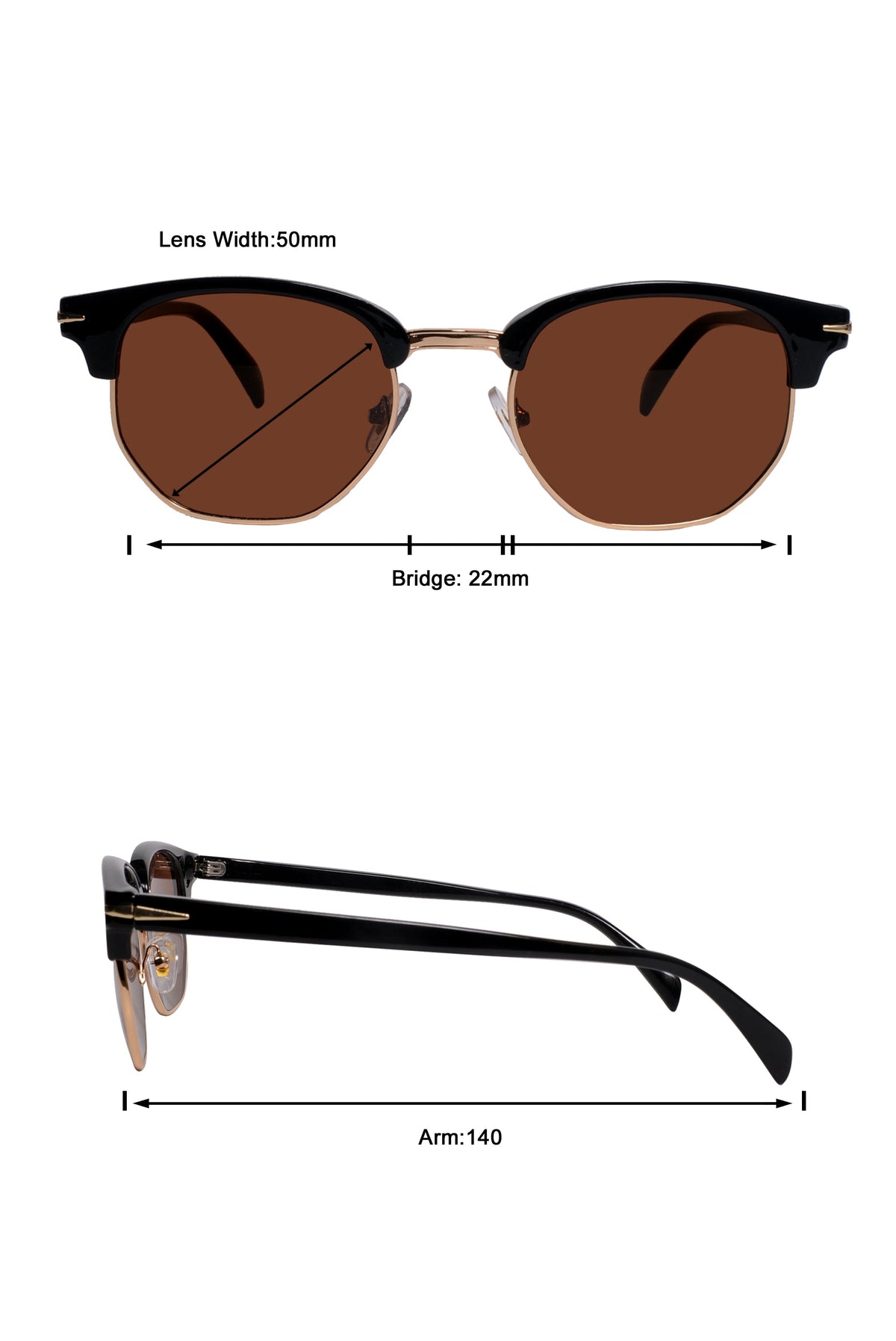 Legacy Clubmaster Sunglasses – UV400 Polarized (Brown)
