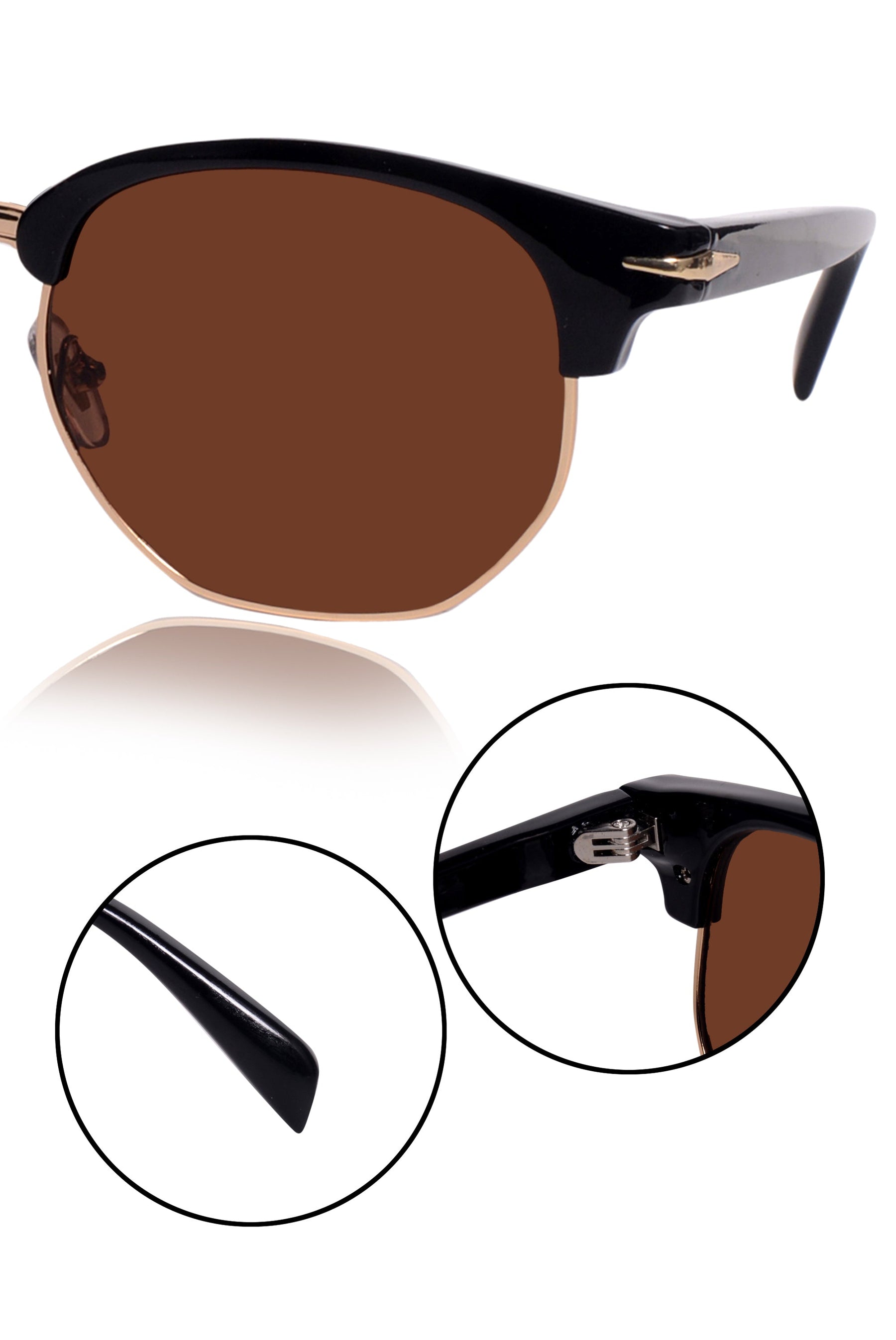 Legacy Clubmaster Sunglasses – UV400 Polarized (Brown)