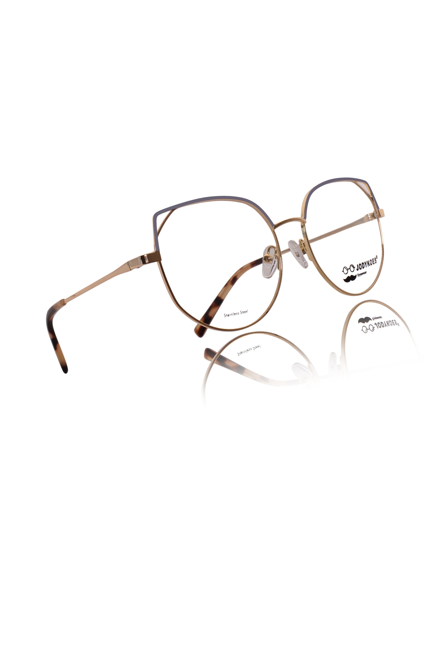 Luxury Series : Pure Titanium Metal Spectacle Eyeglasses | Cat Eye Metal Eyewear Frame (Lavender and Gold)