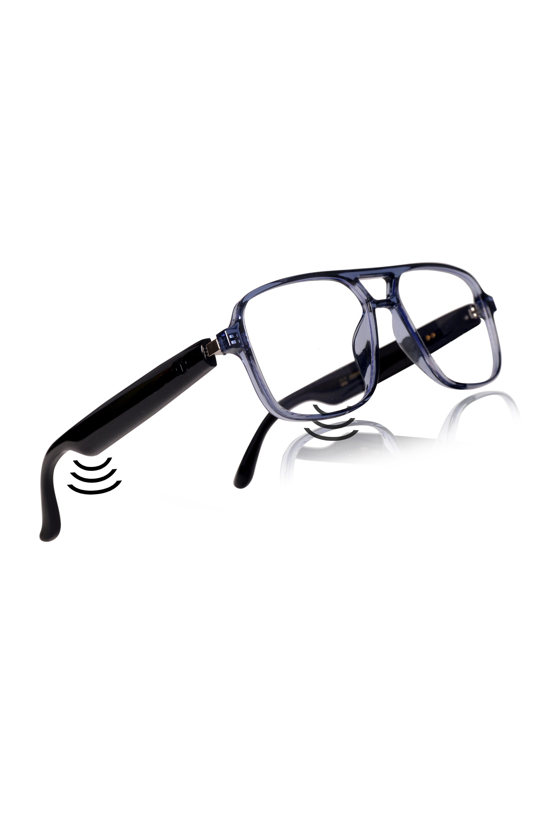 Jodykoes Square Smart Glasses with Speaker and Voice Assistant (Black)