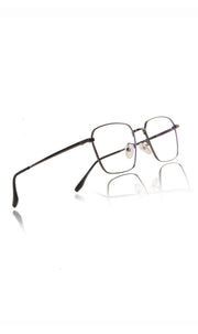 Premium Series Metal Spectacle Frame With Anti-Glare Blue Light Blocking Eyeglasses for Men and Women | Computer and Mobile Phone Protection Eyewear Frames (Black/Grey)