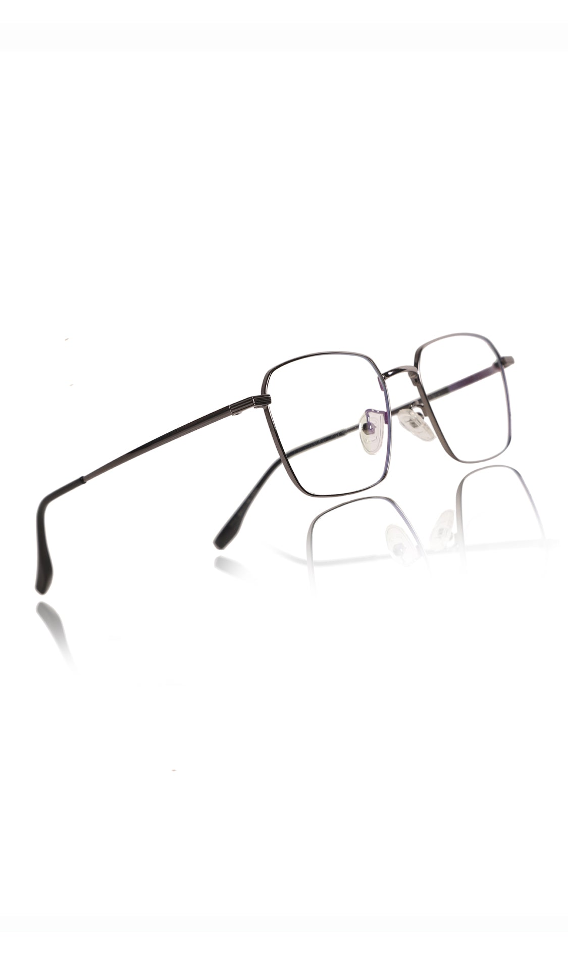 Premium Series Metal Spectacle Frame With Anti-Glare Blue Light Blocking Eyeglasses for Men and Women | Computer and Mobile Phone Protection Eyewear Frames (Black/Grey)