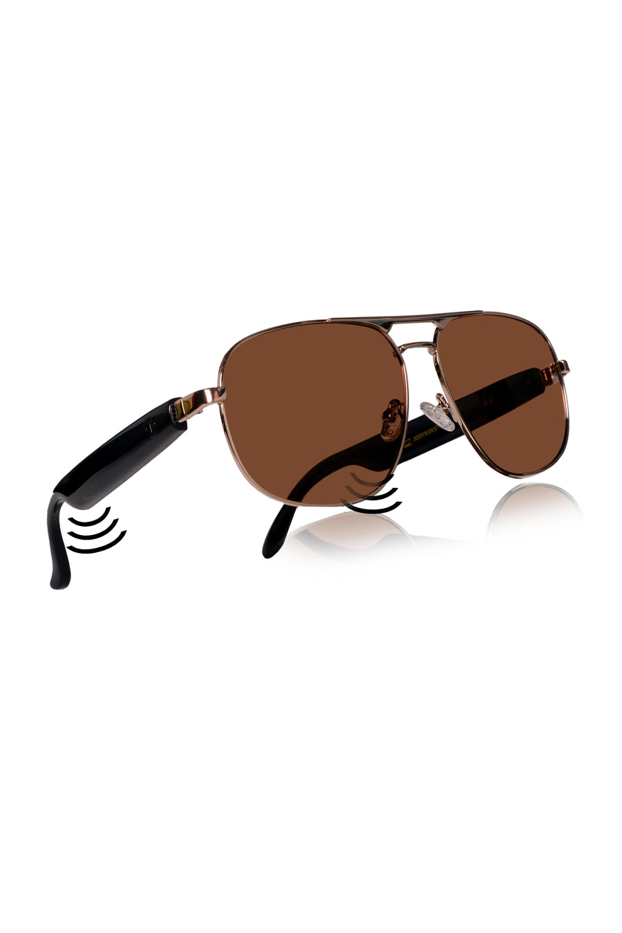 Jodykoes Square Smart Sunglasses with Speaker and Voice Assistant (Brown)
