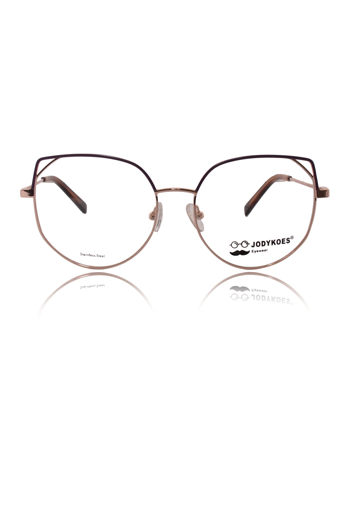Luxury Series : Pure Titanium Metal Spectacle Eyeglasses | Cat Eye Metal Eyewear Frame (Purple and Rose Gold)