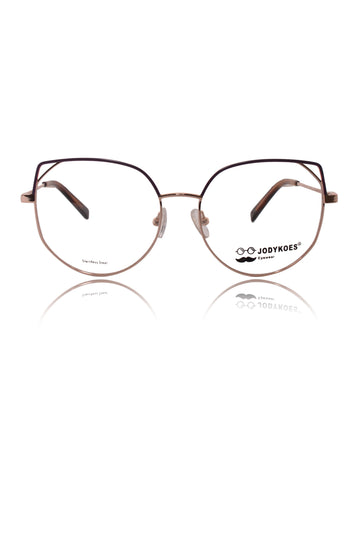 Luxury Series : Pure Titanium Metal Spectacle Eyeglasses | Cat Eye Metal Eyewear Frame (Purple and Rose Gold)