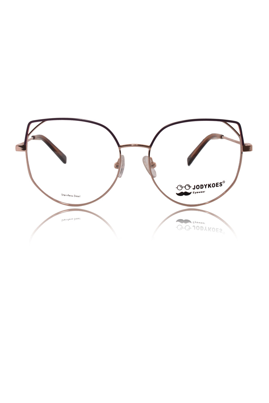 Luxury Series : Pure Titanium Metal Spectacle Eyeglasses | Cat Eye Metal Eyewear Frame (Purple and Rose Gold)
