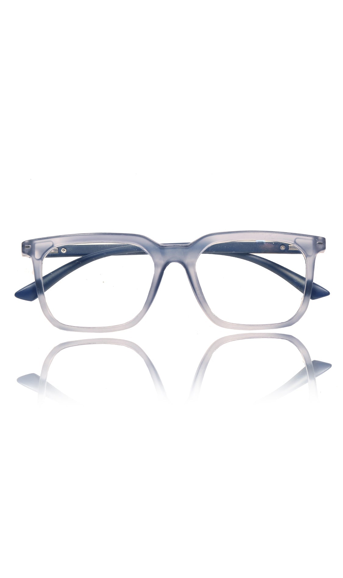 Colour Frame Series: Stylish Square Spectacle Frames with Blue Ray Protection and Anti-Glare Glasses for Men and Women (Frost Transparent Blue)