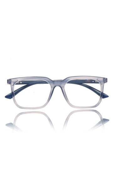 Colour Frame Series: Stylish Square Spectacle Frames with Blue Ray Protection and Anti-Glare Glasses for Men and Women (Frost Transparent Blue)