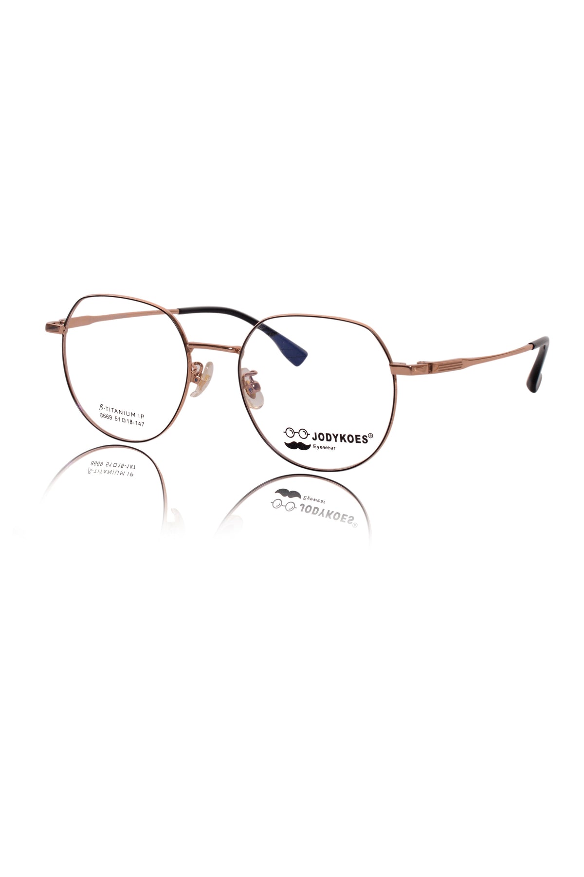 Luxury Series : Pure Titanium Metal Spectacle Eyeglasses | New Shape Round Metal Eyewear Frame (Black And Gold)