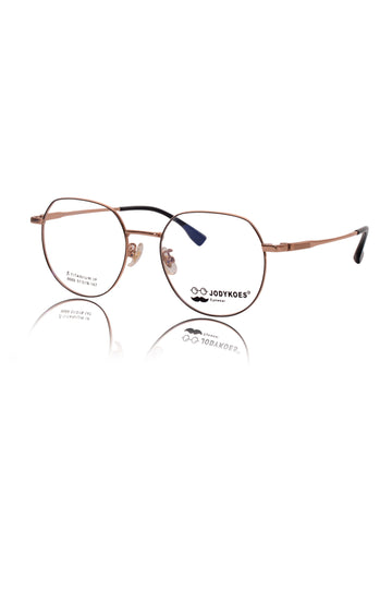 Luxury Series : Pure Titanium Metal Spectacle Eyeglasses | New Shape Round Metal Eyewear Frame (Black And Gold)