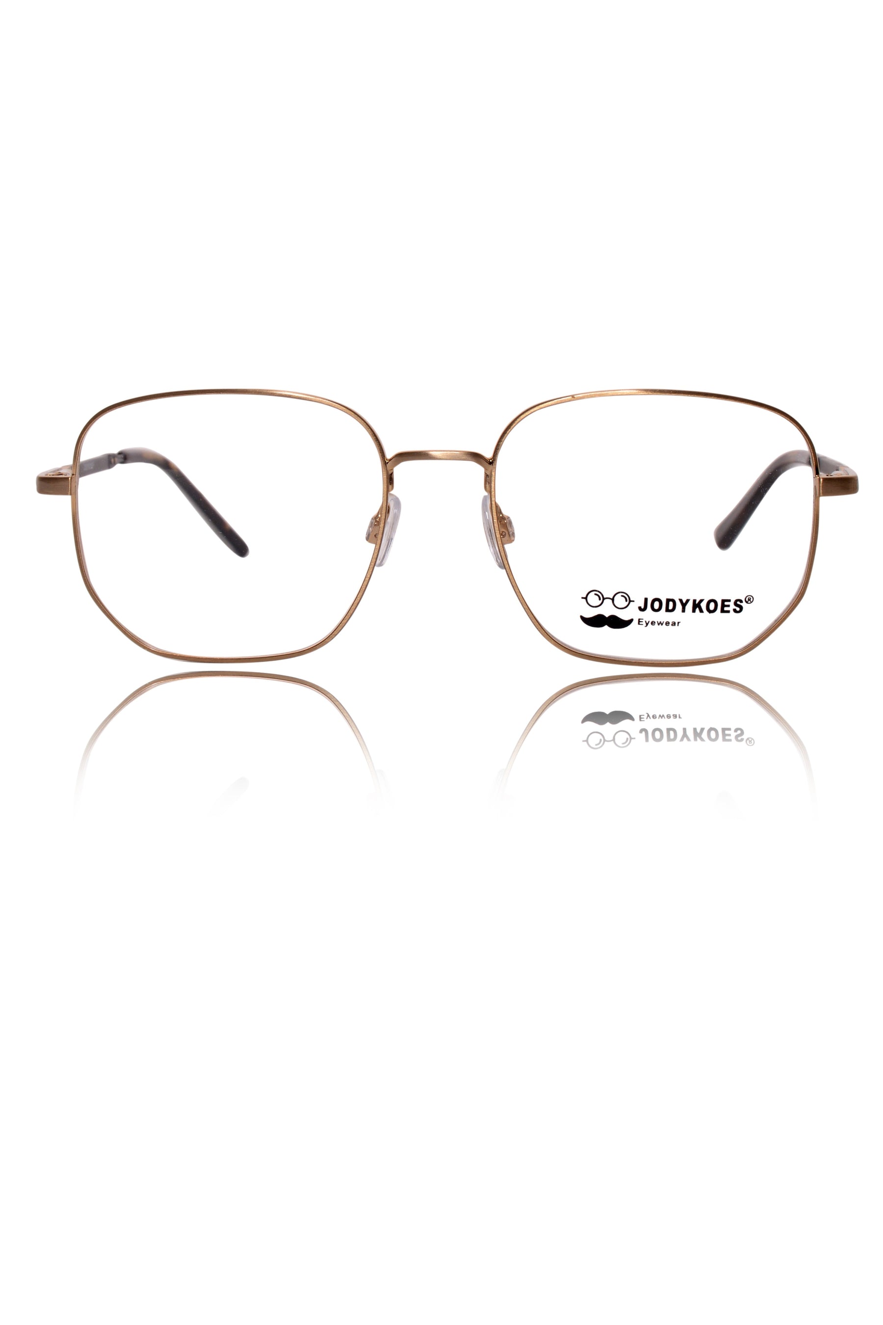 Luxury Series : Pure Titanium Metal Spectacle Eyeglasses | New Shape Square Metal Eyewear Frame (Matte Gold)