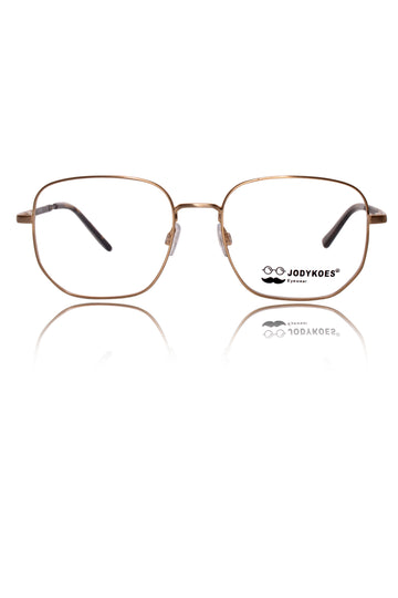 Luxury Series : Pure Titanium Metal Spectacle Eyeglasses | New Shape Square Metal Eyewear Frame (Matte Gold)
