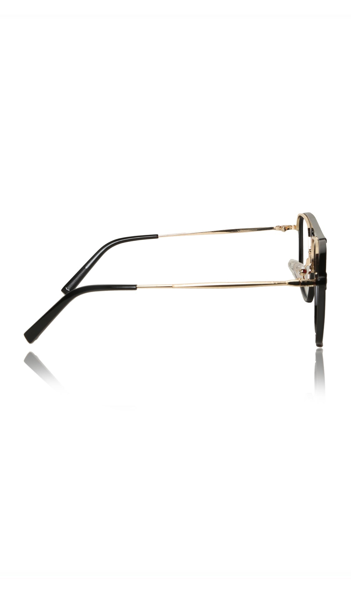 Premium Series Double Bar Eyewear Eyeglasses Spectacles Frame for Men and Women (Black and Gold)