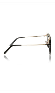 Premium Series Double Bar Eyewear Eyeglasses Spectacles Frame for Men and Women (Black and Gold)