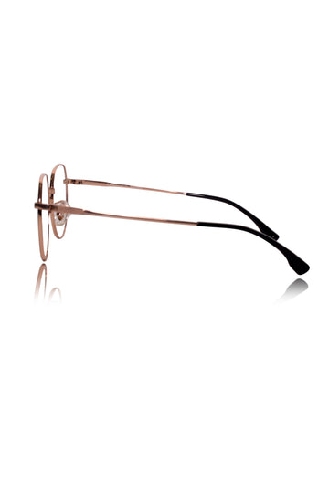 Luxury Series : Pure Titanium Metal Spectacle Eyeglasses | New Shape Round Metal Eyewear Frame (Black And Gold)