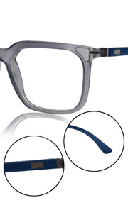 Colour Frame Series: Stylish Square Spectacle Frames with Blue Ray Protection and Anti-Glare Glasses for Men and Women (Frosted Grey Blue)