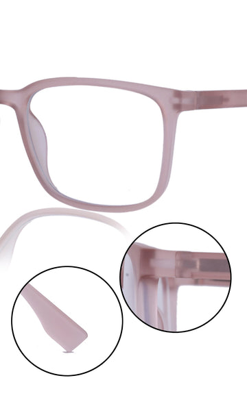 Colour Series : Vibrant colours eyewear rectangle frames with anti glare and blue filter eyeglasses for men and women (Peach Rose)