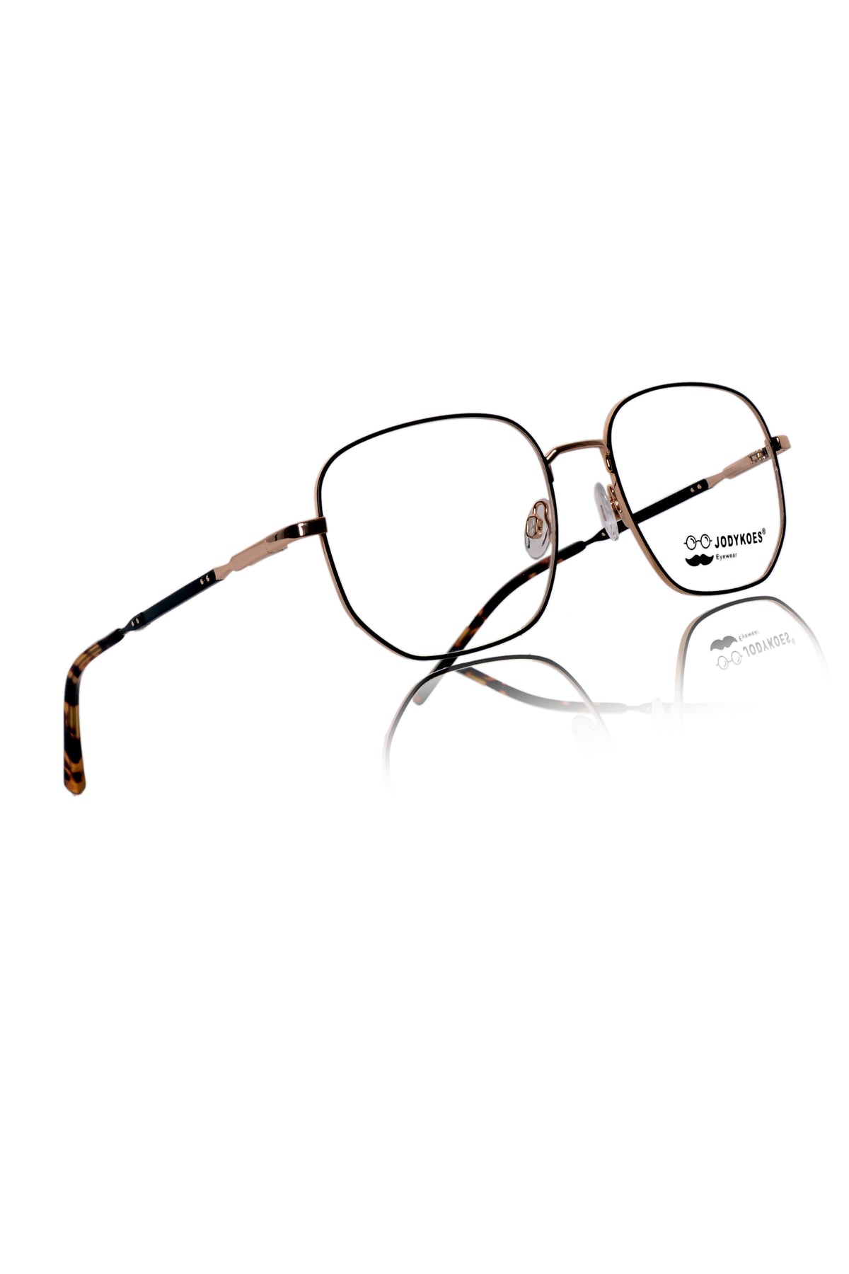 Luxury Series : Pure Titanium Metal Spectacle Eyeglasses | New Shape Square Metal Eyewear Frame (Black And Gold)