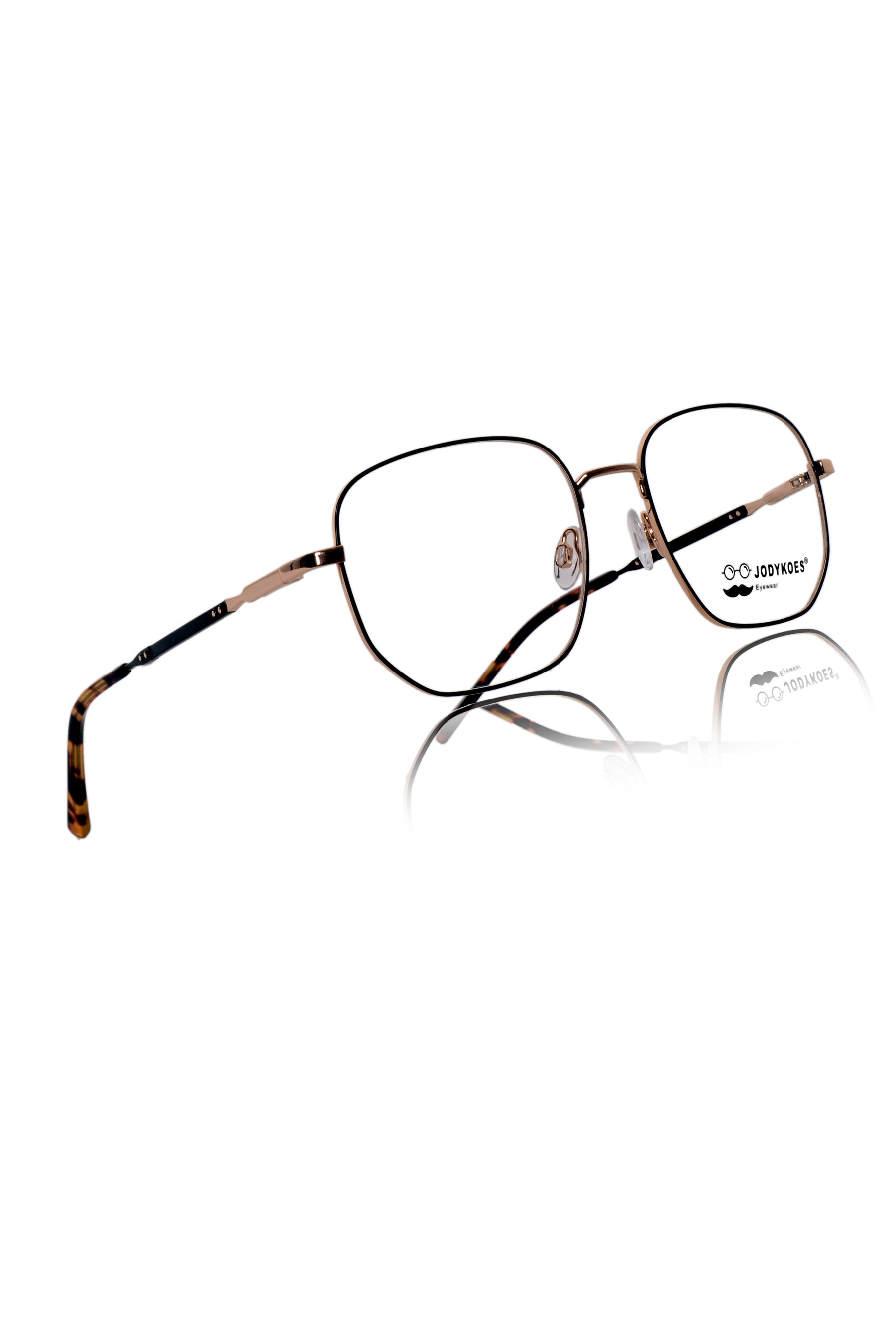 Luxury Series : Pure Titanium Metal Spectacle Eyeglasses | New Shape Square Metal Eyewear Frame (Black And Gold)