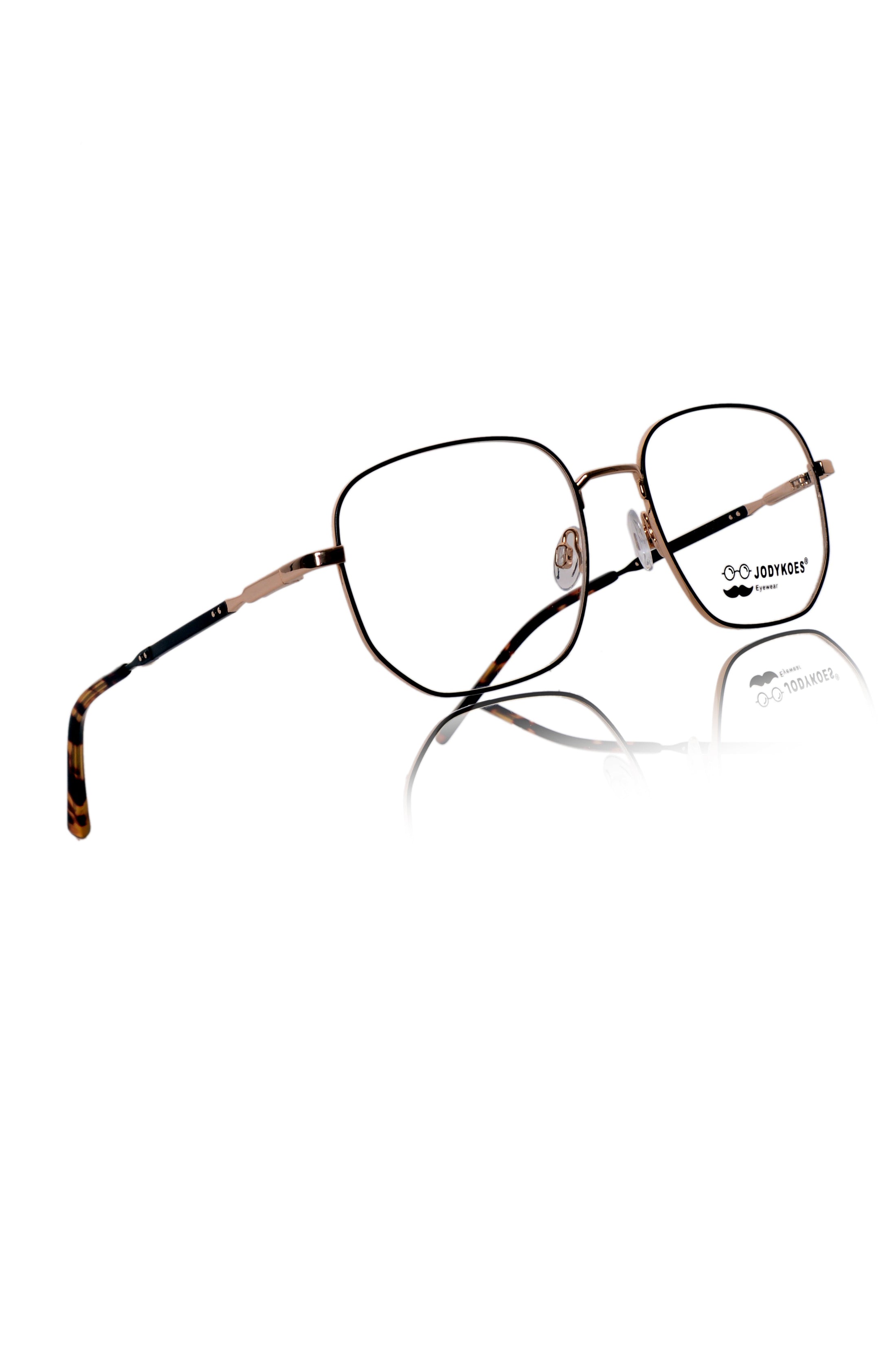 Luxury Series : Pure Titanium Metal Spectacle Eyeglasses | New Shape Square Metal Eyewear Frame (Black And Gold)