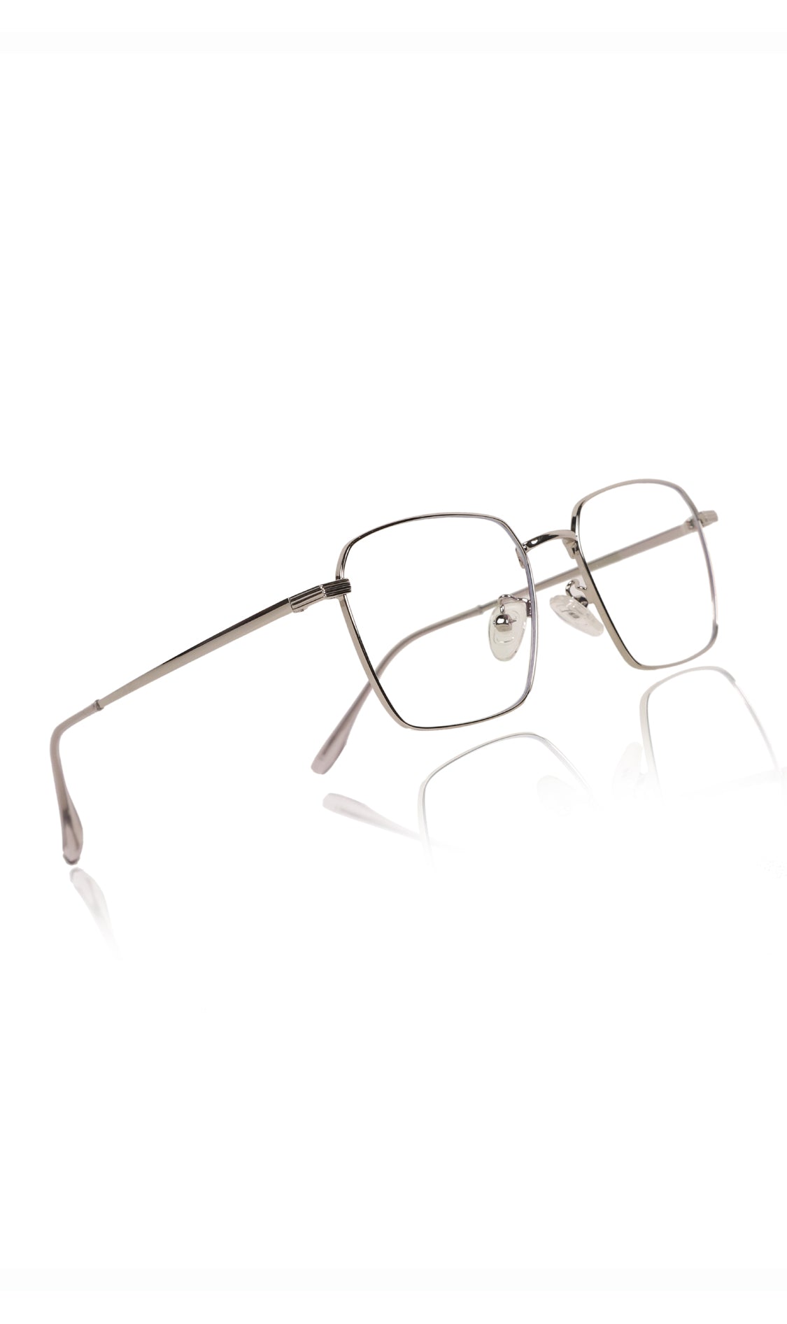 Premium Series Metal Spectacle Frame With Anti-Glare Blue Light Blocking Eyeglasses for Men and Women | Computer and Mobile Phone Protection Eyewear Frames (Silver)