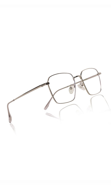 Premium Series Metal Spectacle Frame With Anti-Glare Blue Light Blocking Eyeglasses for Men and Women | Computer and Mobile Phone Protection Eyewear Frames (Silver)