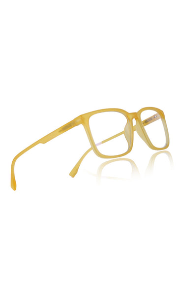 Colour Series : Vibrant colours eyewear rectangle frames with anti glare and blue filter eyeglasses for men and women (Banana Yellow)
