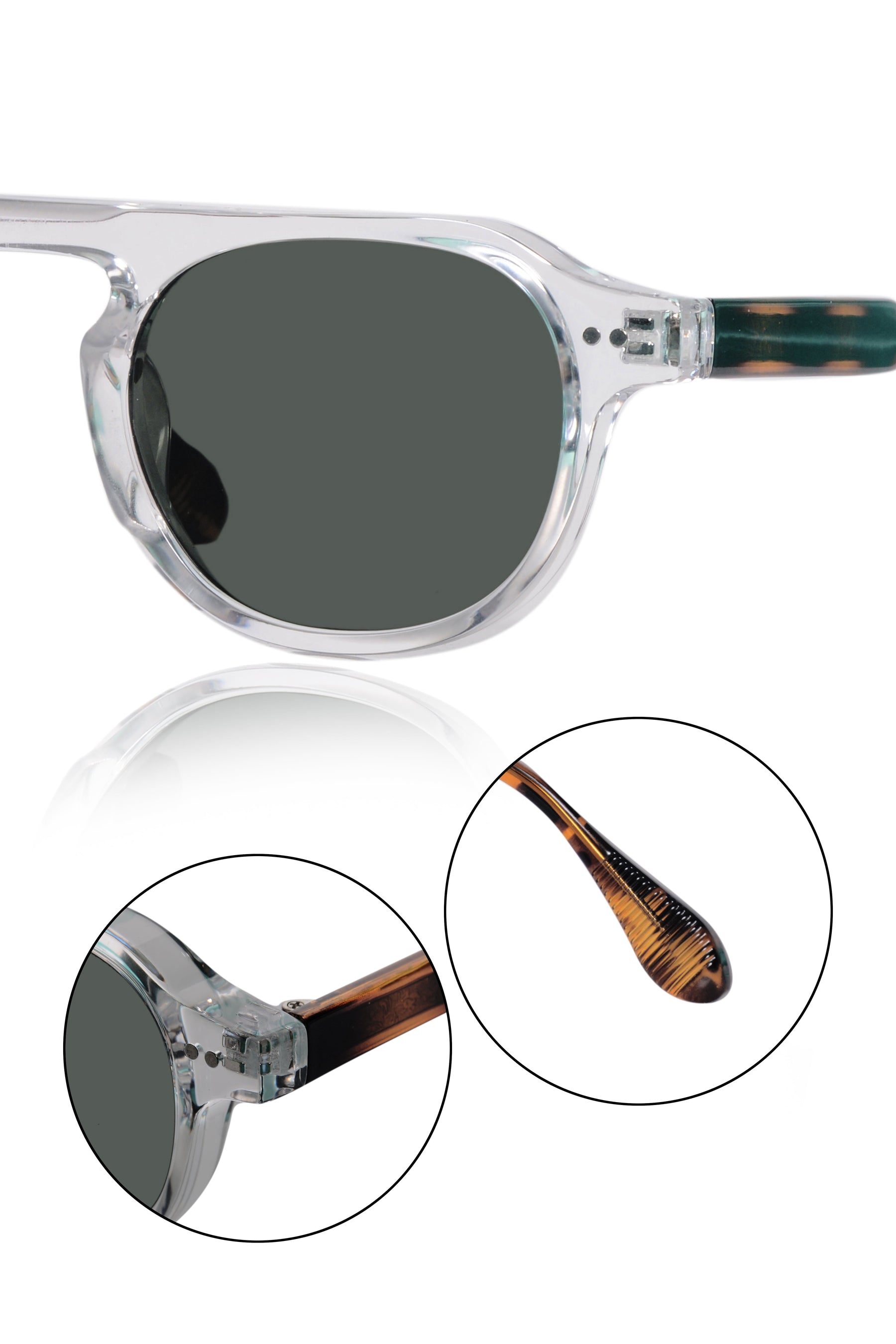 Legacy Round Aviator Square Sunglasses – UV400 Polarized (Clear Tortoise)
