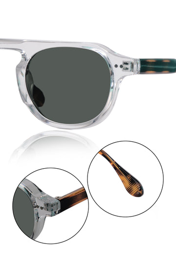 Legacy Round Aviator Square Sunglasses – UV400 Polarized (Clear Tortoise)