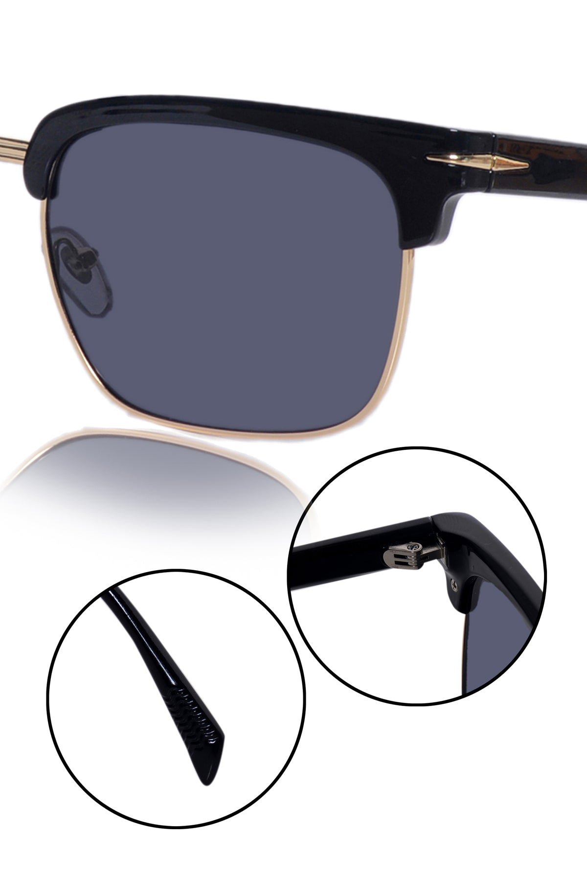 Legacy Clubmaster Sunglasses – UV400 Polarized (Black and Gold)