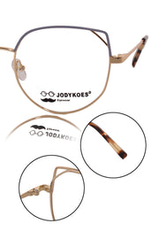 Luxury Series : Pure Titanium Metal Spectacle Eyeglasses | Cat Eye Metal Eyewear Frame (Lavender and Gold)