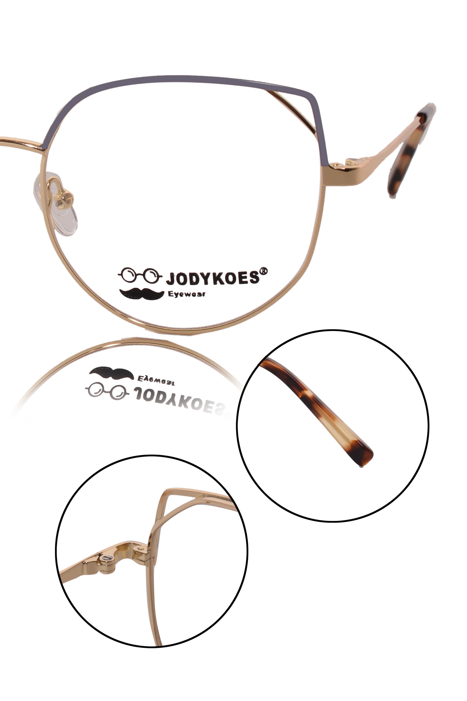 Luxury Series : Pure Titanium Metal Spectacle Eyeglasses | Cat Eye Metal Eyewear Frame (Lavender and Gold)