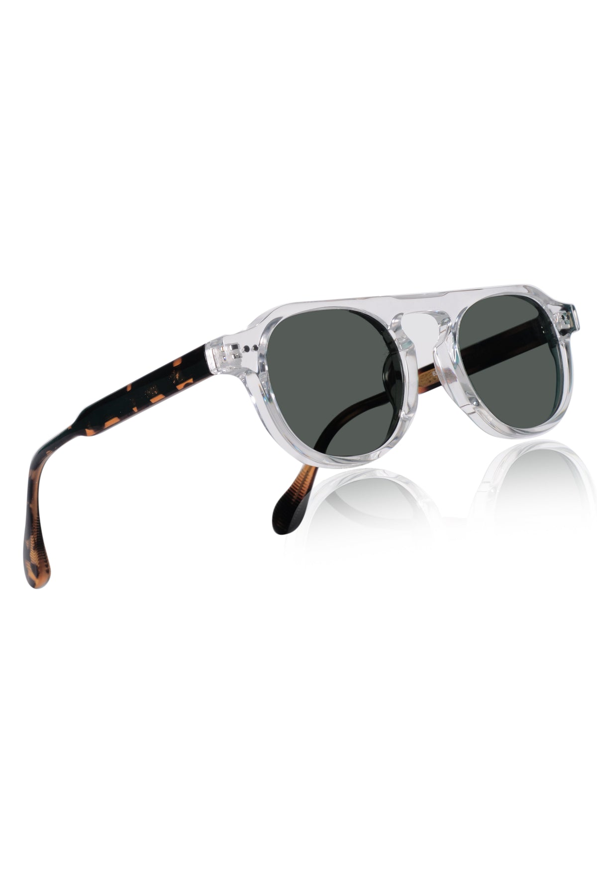 Legacy Round Aviator Square Sunglasses – UV400 Polarized (Clear Tortoise)