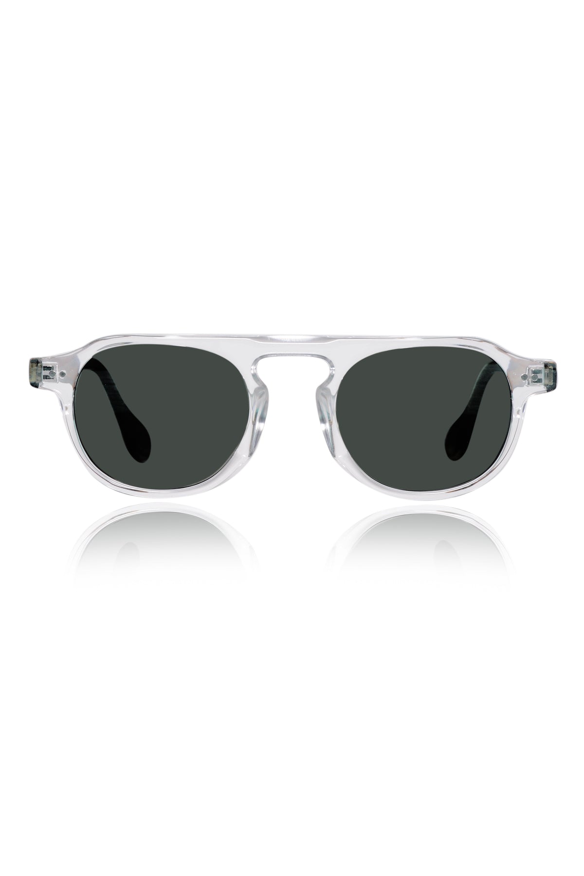Legacy Round Aviator Square Sunglasses – UV400 Polarized (Clear Tortoise)