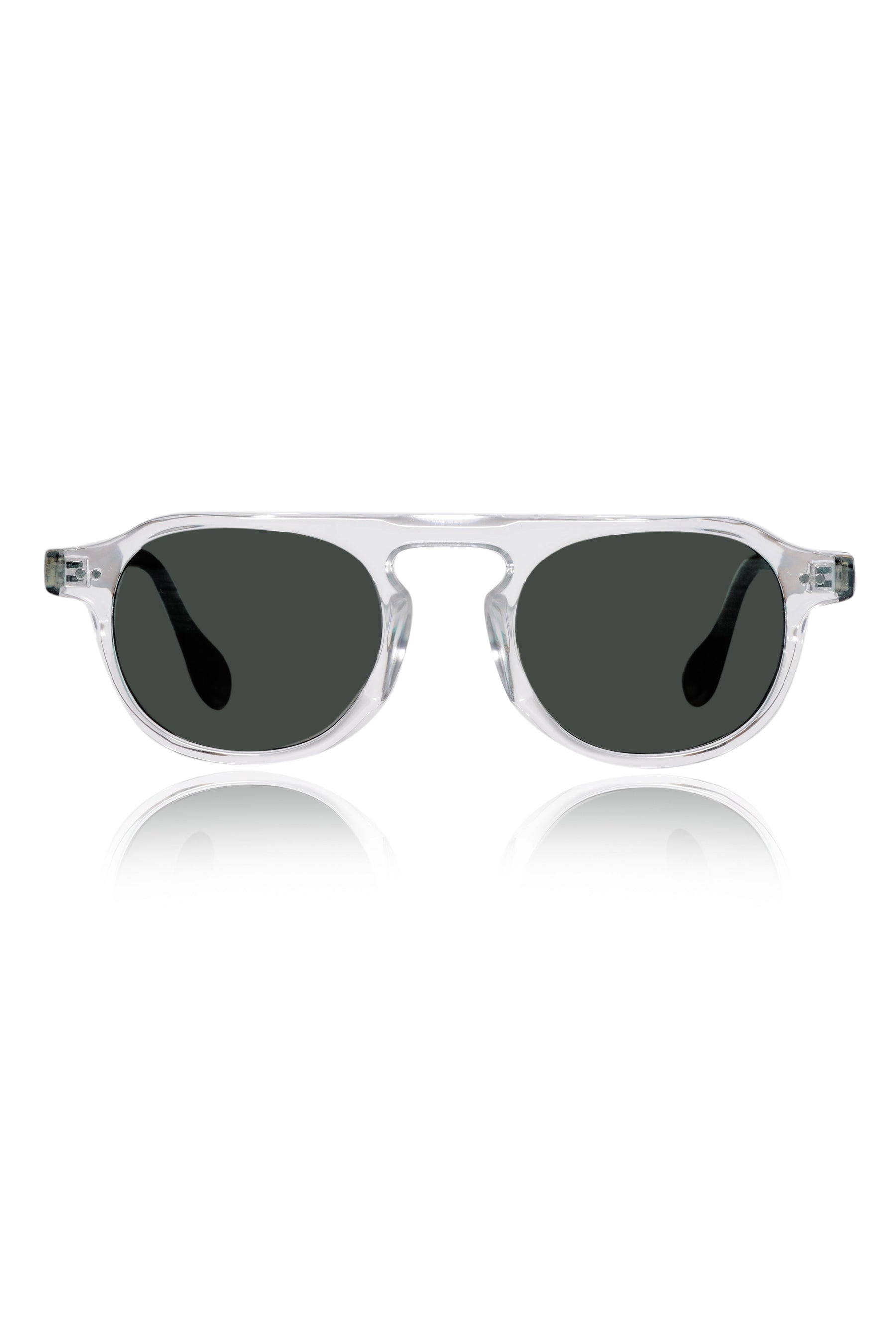 Legacy Round Aviator Square Sunglasses – UV400 Polarized (Clear Tortoise)