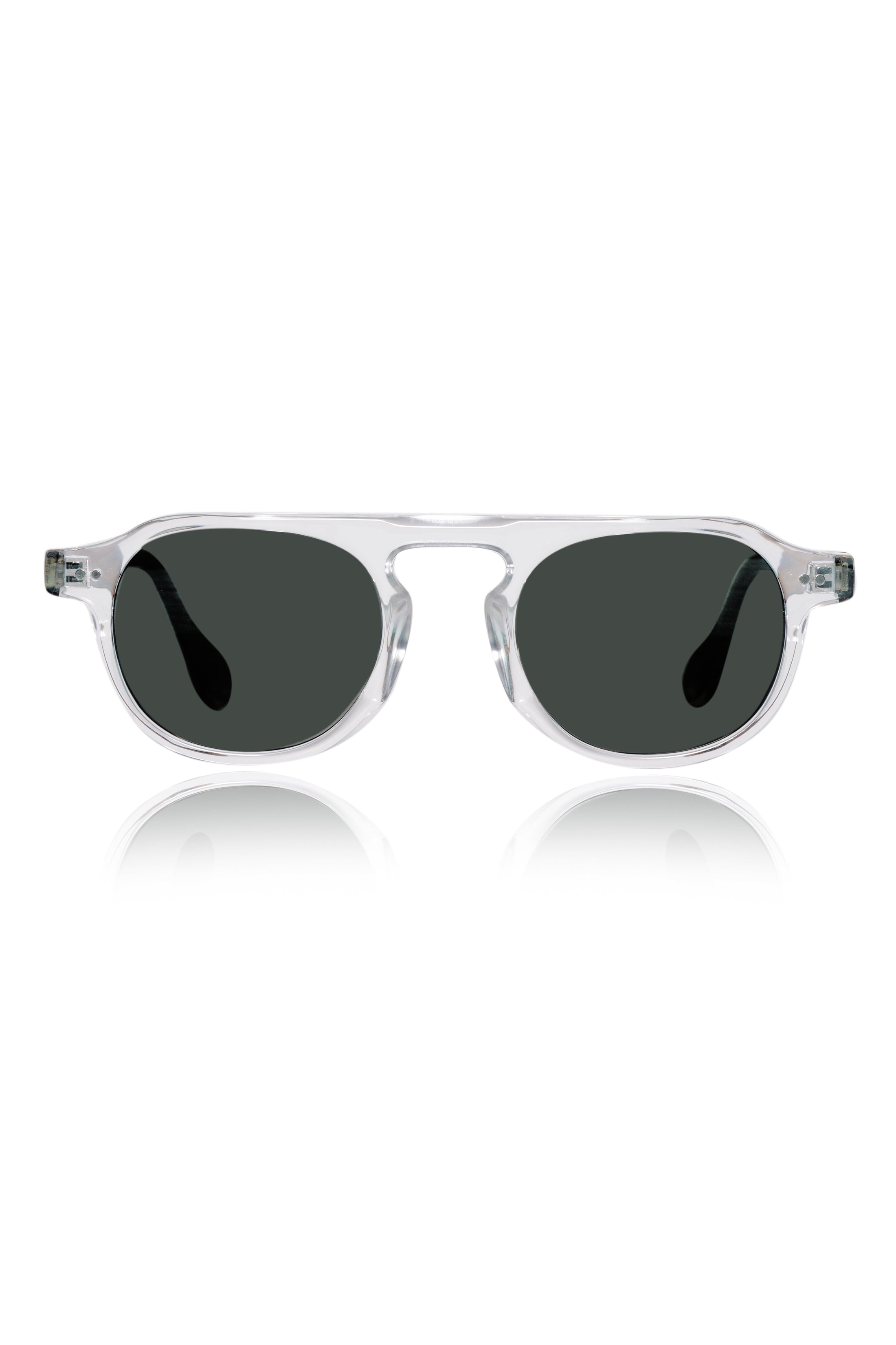 Legacy Round Aviator Square Sunglasses – UV400 Polarized (Clear Tortoise)