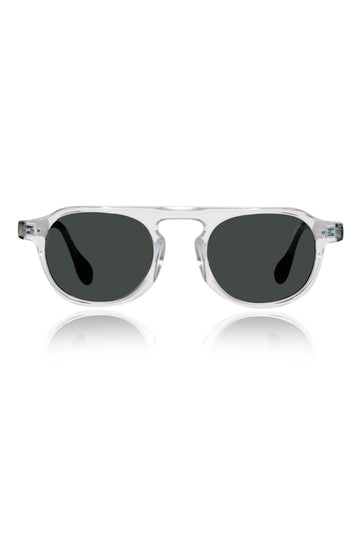 Legacy Round Aviator Square Sunglasses – UV400 Polarized (Clear Tortoise)