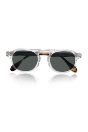 Legacy Round Aviator Square Sunglasses – UV400 Polarized (Clear Tortoise)