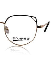 Luxury Series : Pure Titanium Metal Spectacle Eyeglasses | Cat Eye Metal Eyewear Frame (Green and Gold)