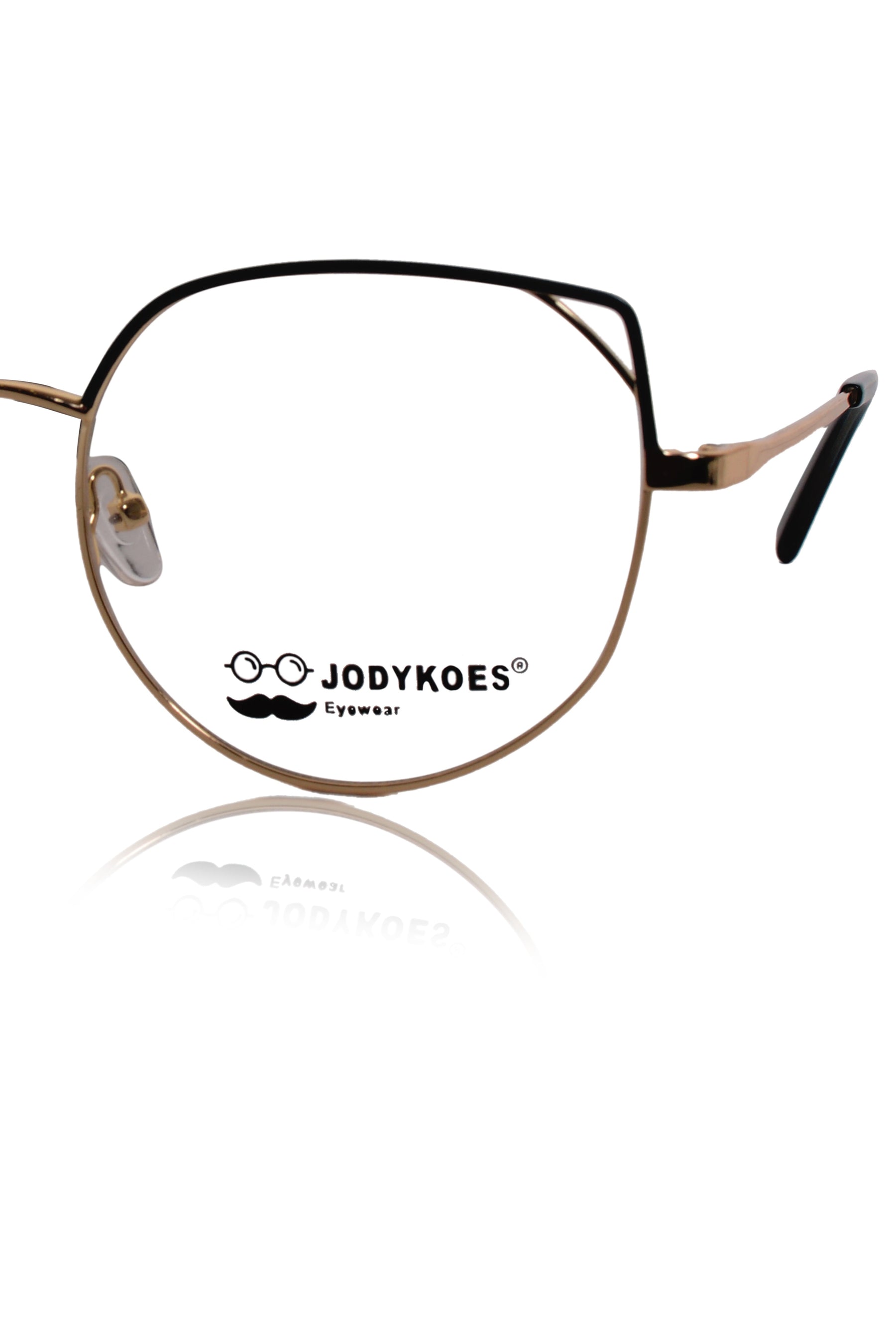 Luxury Series : Pure Titanium Metal Spectacle Eyeglasses | Cat Eye Metal Eyewear Frame (Green and Gold)