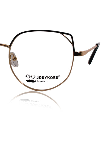 Luxury Series : Pure Titanium Metal Spectacle Eyeglasses | Cat Eye Metal Eyewear Frame (Green and Gold)