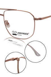 Luxury Series : Pure Titanium Metal Spectacle Eyeglasses | New Shape Double Bar Square Metal Eyewear Frame (Gold)
