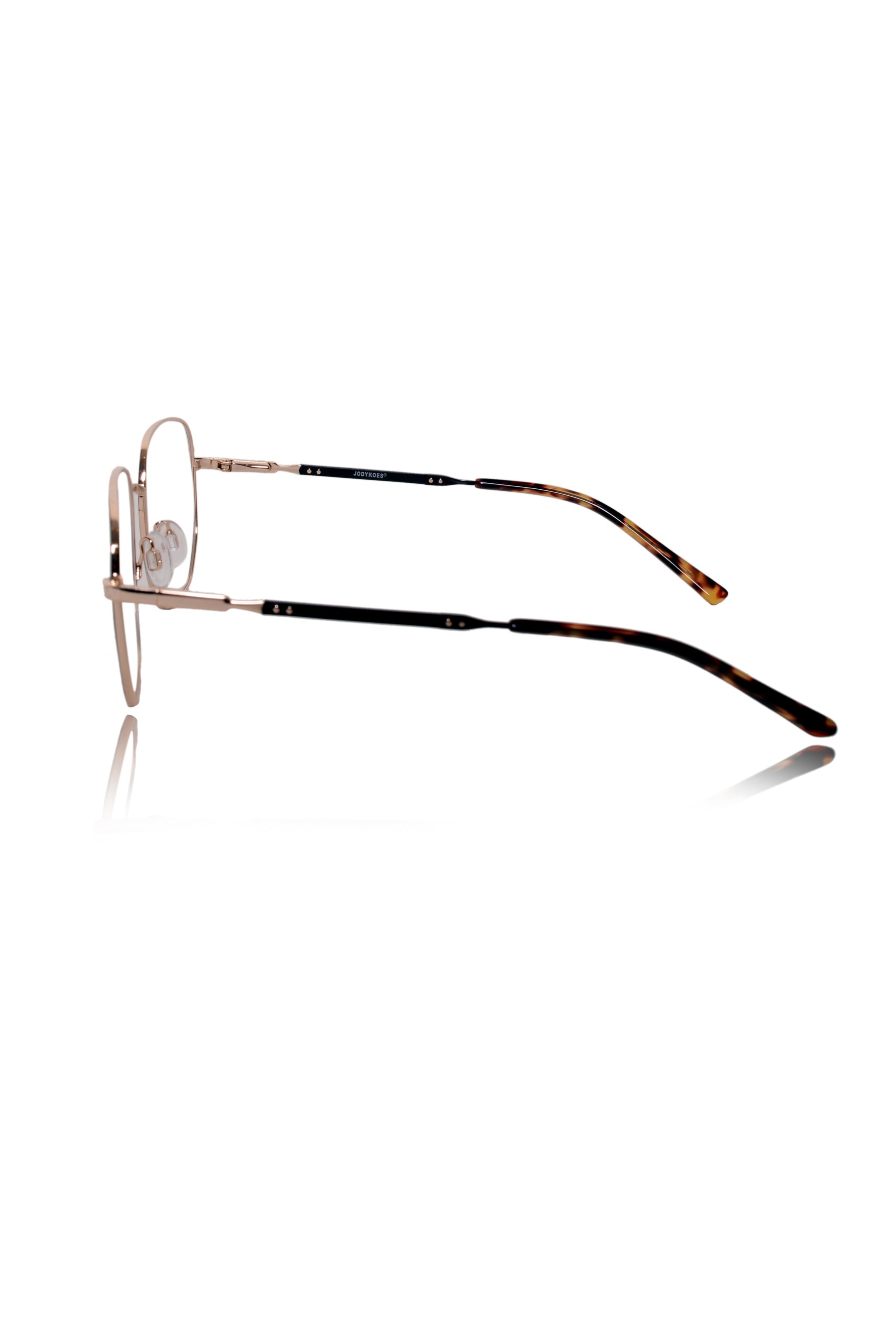 Luxury Series : Pure Titanium Metal Spectacle Eyeglasses | New Shape Square Metal Eyewear Frame (Black And Gold)