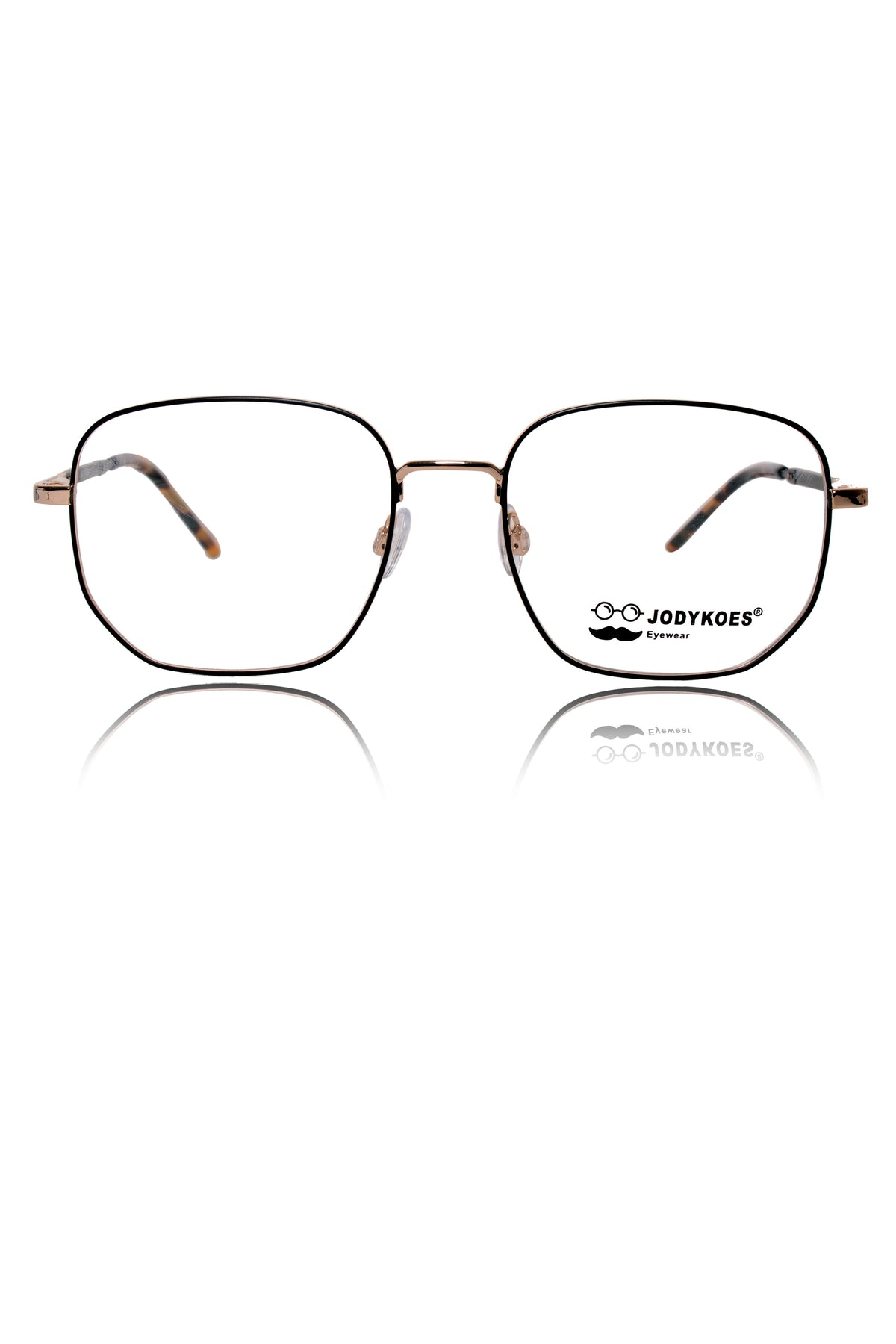 Luxury Series : Pure Titanium Metal Spectacle Eyeglasses | New Shape Square Metal Eyewear Frame (Black And Gold)